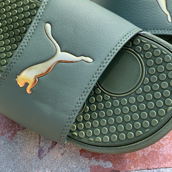 PUMA Cool Cat Metallic Slide Sandal Green - Picture 2 of 5
